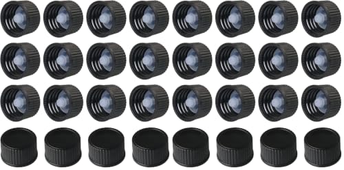 MEETOOT 16pcs Phenolic Resin Cover 18mm Black Poly Seal Screw Caps for Daily Chemicals, Food, Cosmetics Bottles (Pack of 2) - size: 18mm (Pack of 2)