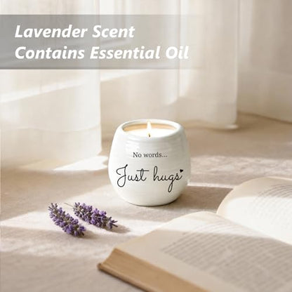 Sympathy Gifts for Loss of Loved One - No Words Just Hugs Candle | 10oz Lavender Scented Candle, Memorial Gifts, Bereavement, Grief, Thinking of You, Get Well, Condolence Candle for Women