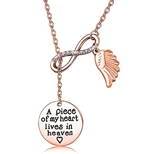 Memorial Jewelry Sympathy Gift A Piece of My Heart Lives In Heaven Lariat Y Necklace Loss Jewelry Gift - color: A Piece Y NK-RG