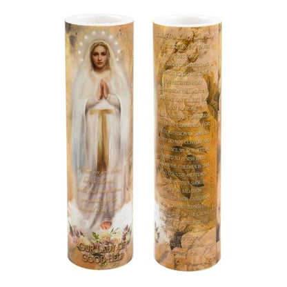 Our Lady of Good Help LED Flameless Devotional Prayer Candle