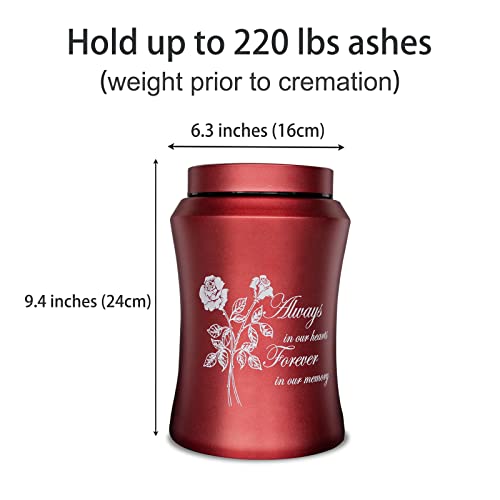 Up to 220 lbs Large Cremation Urns and Set of 4 Small Bamboo Scattering Urns for Adult Male Female Human Ashes, Decorative Urn and Spreading Ashes Urn Tube with Velvet Bag(Rose of Love)