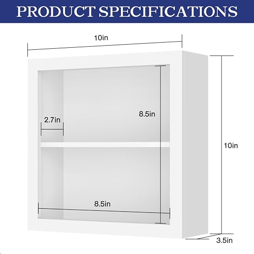 An&He 10x10 Shadow Box Frame Engineered Wood | with a 2.7" Usable Display Depth | Includes Acid-Free Backing Board, UV Resistant Acrylic, and Hanging Hardware-White - size: White 10x10