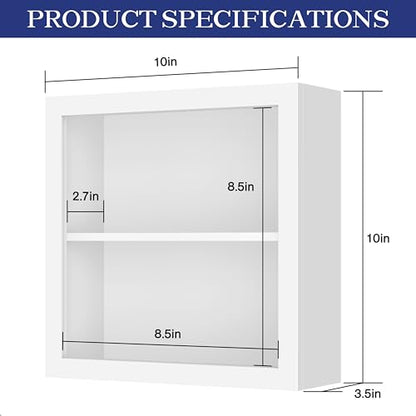 An&He 10x10 Shadow Box Frame Engineered Wood | with a 2.7" Usable Display Depth | Includes Acid-Free Backing Board, UV Resistant Acrylic, and Hanging Hardware-White - size: White 10x10