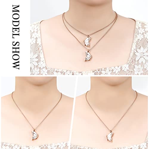 constantlife 2 Pack Butterfly Urn Necklaces for Ashes for Women Girls Stainless Steel Pendants Cremation Keepsake Jewelry Mother Daughter Sister Friendship Memorial Gifts - color: Rose Gold