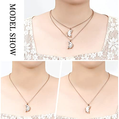 constantlife 2 Pack Butterfly Urn Necklaces for Ashes for Women Girls Stainless Steel Pendants Cremation Keepsake Jewelry Mother Daughter Sister Friendship Memorial Gifts - color: Rose Gold