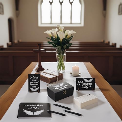 Celebration of Life Guest Book Funeral Memory Cards, Angel - style: Angel