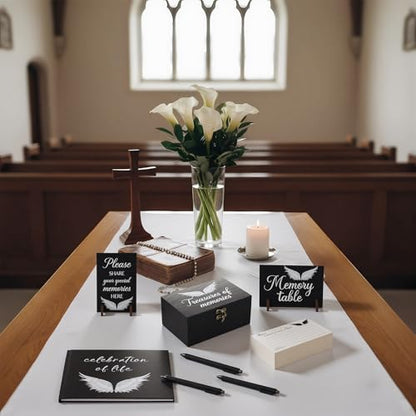 Celebration of Life Guest Book Funeral Memory Cards, Angel - style: Angel