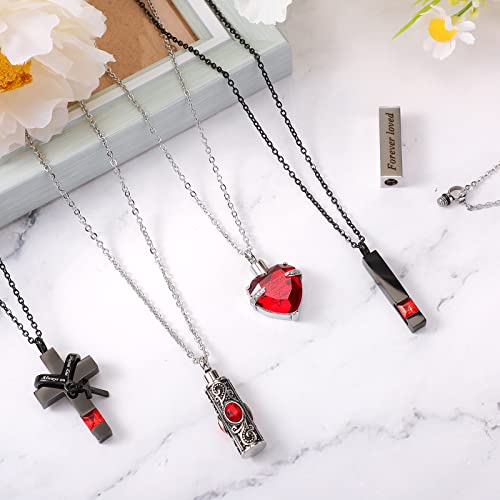 Jexine 10 Pcs Urn Necklace Cremation Jewelry for Men - color: Red