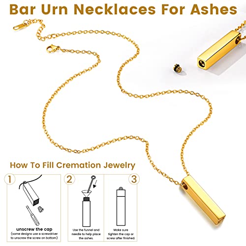 GOLDCHIC JEWELRY Urn Necklaces for Ashes, Stainless Steel Pet/Cross/Birthstone/Tree of Life Personalized Keepsake Memorial Jewelry for Women - color: Cube - 18k Gold Plated, style: No Engraving