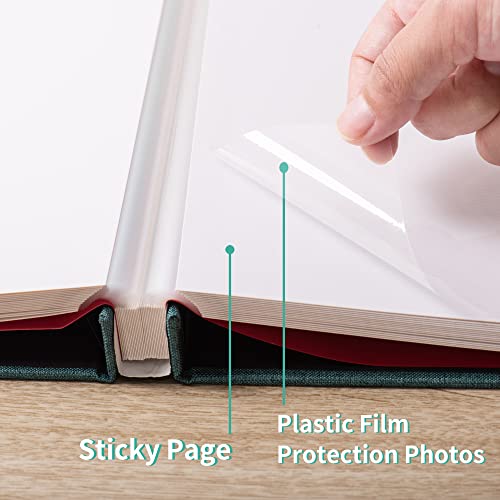 Photo Album - Self Adhesive Scrapbook with Magnetic Linen Cover, 30 Blank Pages for Family, Wedding, Birthday, Christmas, Anniversary (Dark Green) - color: Dark Green, size: 9.8"x9"30Pages