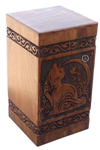 Engraved Cat Design Urn for Human Ash Cremation Urns Adults Male Female or Memorial Women Men Pets Cats Dogs Funera[Available urn Box in 5 Different Sizes] ((Large [11X6] 250 Cubic INCHES)) - size: (Large [11X6] 250 Cubic INCHES)