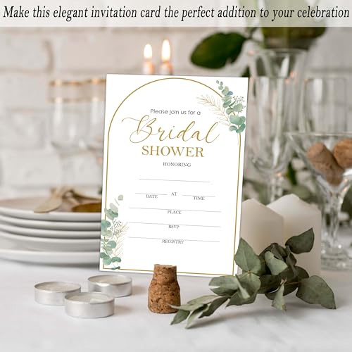 Bridal Shower Invitations, 25 Greenery Arch Invites with Envelopes for Bridal Shower Reception Engagement Party, Elegant Wedding Party Cards - B02 - style: Greenery Arch