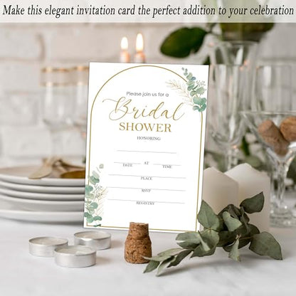 Bridal Shower Invitations, 25 Greenery Arch Invites with Envelopes for Bridal Shower Reception Engagement Party, Elegant Wedding Party Cards - B02 - style: Greenery Arch