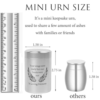 2.7 inch Small Urns for Ashes - Set of 4, Aluminium Mini Urns, Cremation Urns for Human Ashes, Ashes Holder, Small Keepsake urns-in Loving Memory, Silver - size: Wing-Silver