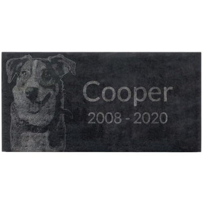 Black Granite Memorial Headstone for Lost Loved Ones, Dogs, Cats, and Family Pets. " Great for Your Garden, Tree Dedication, or in a Cemetery. Includes your personal photo and text. (24 x 12 x 4") | Includes photo and text for lost loved ones, dogs, cats,