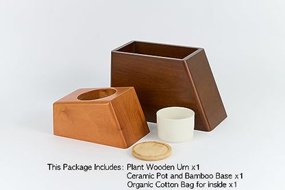 AspenStudio Plant Urn for Adult Human Ashes Cremation Wooden Urn by Aspen Studio