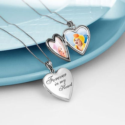 PicturesOnGold.com Forever In My Heart Locket Necklace for Women | Silver or Gold - style: Silver - Locket Only
