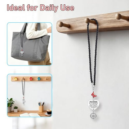 Heigebi Sympathy Gifts for Loss of Husband Car Rearview Mirror Accessories in Memory of Husband Rearview Mirror Car Charm Hanging Charm Sympathy Gift for Women Loss of Husbands Remembrance Keepsake