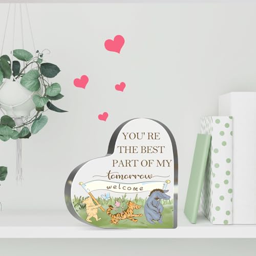 Winnie Gifts for Women You're the Best Part Decor Winnie Acrylic Heart Inspirational Quotes Motivational Gifts for Friends Coworkers Teacher Boss Desk Office Sign Plaque - style: Winnie 010