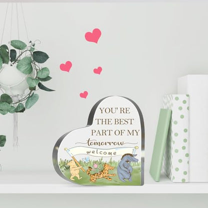 Winnie Gifts for Women You're the Best Part Decor Winnie Acrylic Heart Inspirational Quotes Motivational Gifts for Friends Coworkers Teacher Boss Desk Office Sign Plaque - style: Winnie 010