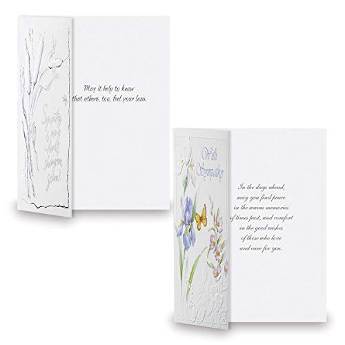 Current Deluxe Foil Sympathy Cards with Envelopes- Set of 16 Bulk Assortment II (8 Designs), Large 5" x 7" Condolences Cards, Sentiments Inside, White Envelopes - style: Foil