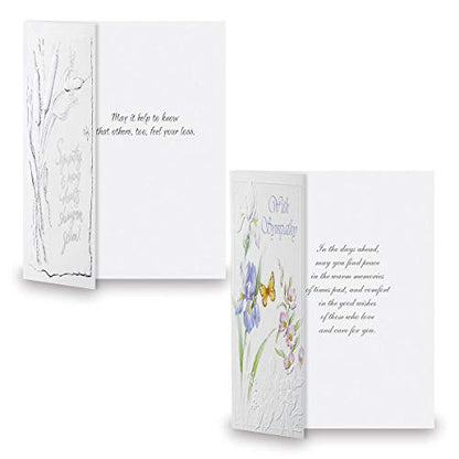Current Deluxe Foil Sympathy Cards with Envelopes- Set of 16 Bulk Assortment II (8 Designs), Large 5" x 7" Condolences Cards, Sentiments Inside, White Envelopes - style: Foil