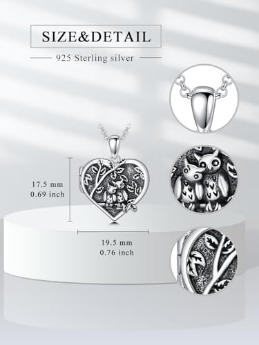 Dorunmo Locket Necklace 925 Sterling Silver Pictures Photo Keep Someone Near to You Custom Lockets Mother's Day Jewelry Personalized Photo Locket Gifts - color: N-Owl, style: Locket Only