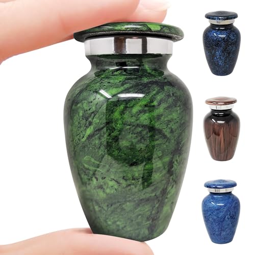Small Keepsake Cremation Urn for Ashes | Keep Your Loved Ones Memory Close | Elegant Everlasting Tribute | Mini Personal Memorial for Remains, Hair, Dried Flowers, Sacred Earth | Threaded Lid | Green - color: 1 Green