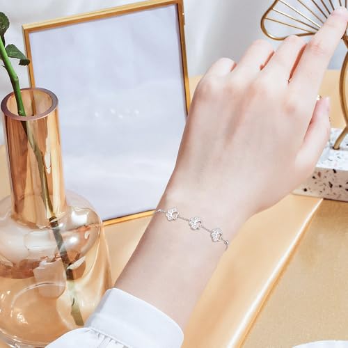 DAOCHONG Pet Paw Print Bracelet for Women Pet Memorial Jewelry | Sterling Silver Dog Cat Paw Bracelet | Pet Loss Sympathy Gift | Birthday Xmas Present for Pet Lover Mom Wife - style: Pet Paw Print bracelet