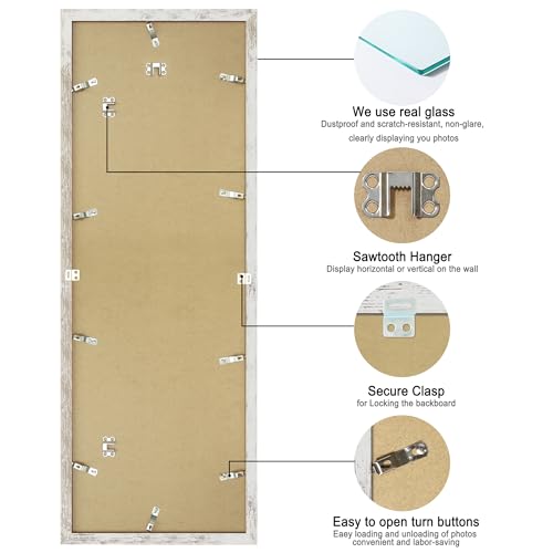 Hongkee 12x36 Picture Frame Set of 2, Collage Twelve 4x6 with Mat, Glass - color: Distressed White, size: 12x36 in matted to 12-4x6