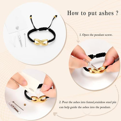 Minicremation Cremation Bracelet for Ashes Infinity Memorial Jewelry Urn Bracelet Braided Rope Adjustable Keepsake Bangle for Women Men - color: Gold