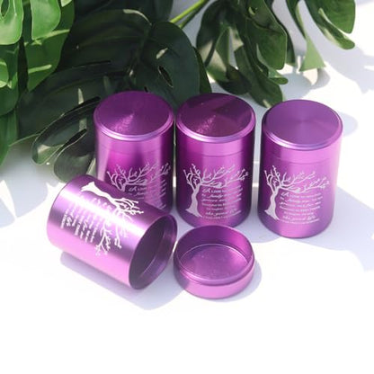 Small Urns for Ashes - Set of 4，2.7 inch Aluminium Mini Urns, Cremation Urns for Human Ashes, Ashes Holder, Small Keepsake urns-A Limb has Fallen from The Family Tree, Purple - size: Tree-Purple