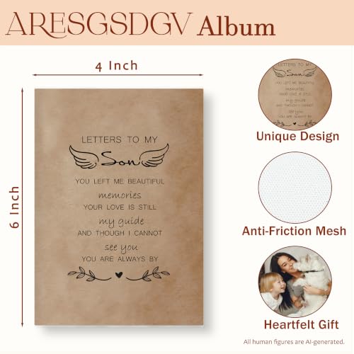 Son Memorial Gifts Photo Album 4x6 18 Pockets | Memorial Gifts for Loss of Son, Letters to My Son Sentimental Small Keepsake Photo Album Holds 36 Pictures - color: Letter to Son