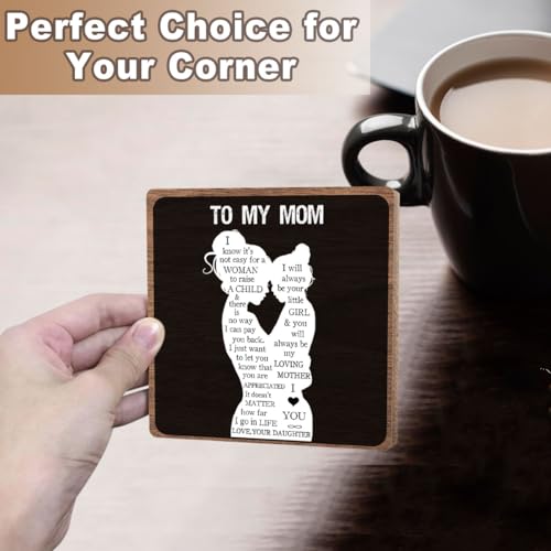 To My Mom Decor, Mother Appreciation Gift for Women, Heartwarming Sign | Mother Thanks Keepsake from Son Daughter, Thank You Mom Wooden Sign Tabletop, Mothers Day Birthday Gifts, Home Office Decor - style: To my mom
