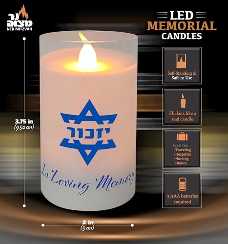 Ner Mitzvah Electric Yahrzeit Candle - LED Votive Candles - Flameless Memorial Candle - 2 Pack - size: 2-Pack