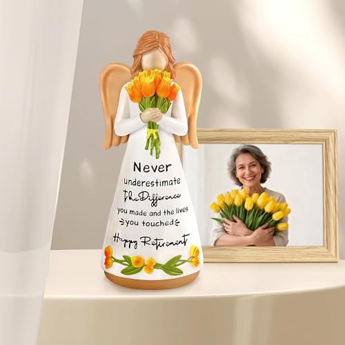 Retirement Gift for Women, Happy Retirement Gift, Retired Angel Figurines - color: White-retirement