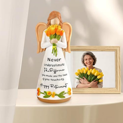 Retirement Gift for Women, Happy Retirement Gift, Retired Angel Figurines - color: White-retirement