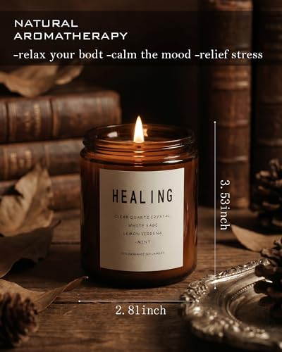 Healing Energy Candle, Negative Energy Cleansing,Soy Aromatherapy, Handmade Crystal Candle for Soothing.(Healing) - style: Healing