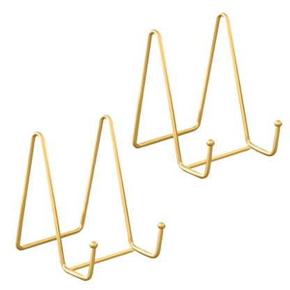 Plate Stands for Display, 2 Pack 4 Inch Gold Metal Easel - color: Gold, size: 2 Pack 4 Inches