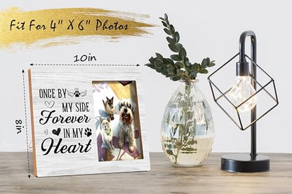 Pet Memorial Photo Frame - Once By My Side Forever In My Heart Wooden Tabletop Frame - In Loving Memory Sympathy Gift For Pet Owner - style: YuHong-Photo Frame-B69