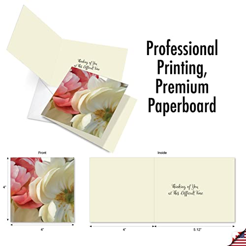 The Best Card Company - 12 Sympathy Note Cards with Envelopes - Loving Flower Bereavement (2 Designs, 6 Each) - Peony Passion MQ4606SMG-B6x2 - style: Peony Passion