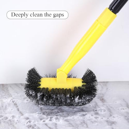 Grout Cleaning Brush with Long Handle - Hard Bristle Hand Held Grout Cleaner Brush for Tile Grout, Shower Cupboard Corner Cleaning