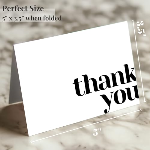 Thank You Cards with Envelopes Bulk Pack of 40 Cards, White Thank You Cards | 5 x 3.5 Inches with Matching Stickers & Envelopes, For Business, Baby Shower, Wedding, Small Business, Graduation, Funeral - color: White