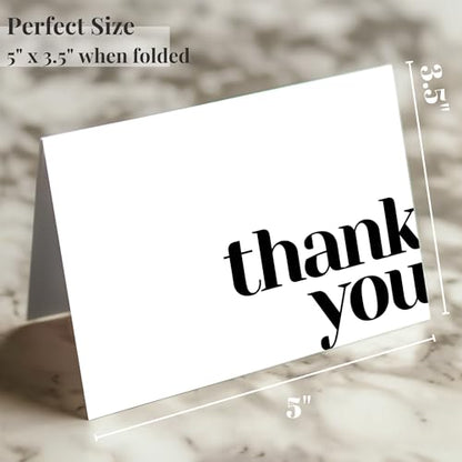 Thank You Cards with Envelopes Bulk Pack of 40 Cards, White Thank You Cards | 5 x 3.5 Inches with Matching Stickers & Envelopes, For Business, Baby Shower, Wedding, Small Business, Graduation, Funeral - color: White