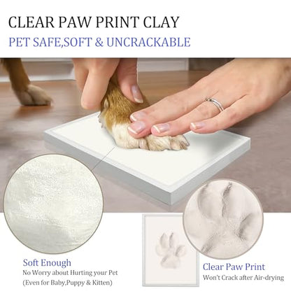 MYPAWLETS Clay Paw Print Kit for Dog Cat,Pawprint Keepsake Frame,L White - color: Medium-Large White