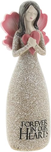 The Bridge Collection Forever in Our Hearts Angel Figurine - Thoughtful Remembrance Gift Featuring Angel Holding Heart - Touching Memorial Accent for Home Or Memorial Display