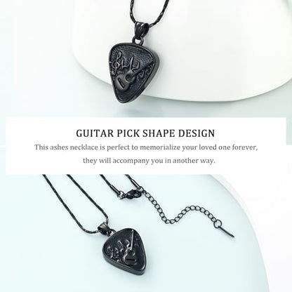 Imrsanl Guitar Pick Cremation Urn Necklace for Ashes - color: Black-Guitar Pick