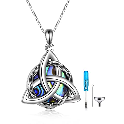 WINNICACA Celtic Knot Necklace 925 Sterling Silver Celtic Pendant Irish Urn Necklace Jewelry Birthday Anniversary Valentine's Day Gifts for Her Women Wife Girlfriend Daughter - style: 2-Celtic Knot Urn Necklace(Abalone)