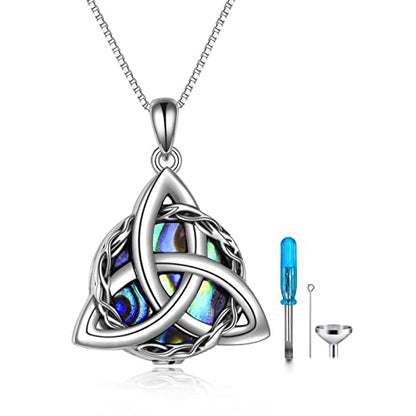 WINNICACA Celtic Knot Necklace 925 Sterling Silver Celtic Pendant Irish Urn Necklace Jewelry Birthday Anniversary Valentine's Day Gifts for Her Women Wife Girlfriend Daughter - style: 2-Celtic Knot Urn Necklace(Abalone)
