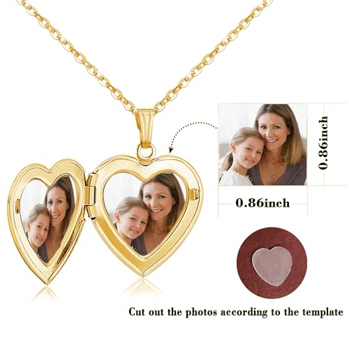 Locket Necklace Holds Pictures Alphabet Initial Letter Love Heart Lockets Photo Memory Locket Necklaces Birthday Gifts - color: Gold, style: AA